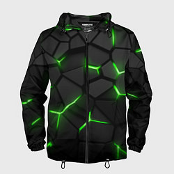 Ветровка с капюшоном мужская Green neon steel, цвет: 3D-черный