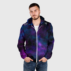 Ветровка с капюшоном мужская Космос с галактиками, цвет: 3D-белый — фото 2