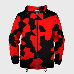 Ветровка с капюшоном мужская Черно-красный авторский арт, цвет: 3D-черный