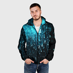 Ветровка с капюшоном мужская Двоичный код, цвет: 3D-черный — фото 2