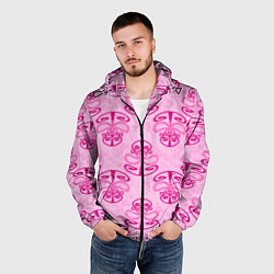 Ветровка с капюшоном мужская Розовый орнамент, цвет: 3D-черный — фото 2