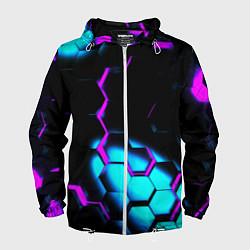 Ветровка с капюшоном мужская Неоновая броня fortnite, цвет: 3D-белый