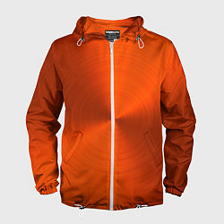 Ветровка с капюшоном мужская Оранжевый волнообразный дисковый узор, цвет: 3D-белый