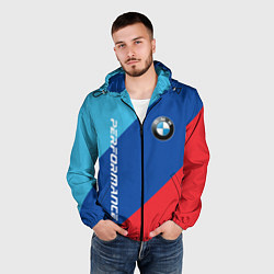 Ветровка с капюшоном мужская Bmw - m colors, цвет: 3D-черный — фото 2