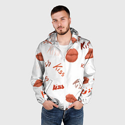 Ветровка с капюшоном мужская Поцелуйчики, цвет: 3D-белый — фото 2