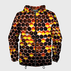 Ветровка с капюшоном мужская Медовые пчелиные соты, цвет: 3D-черный