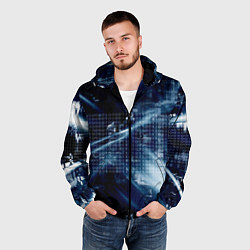 Ветровка с капюшоном мужская Тёмно-ледяной фон и бесконечный код, цвет: 3D-черный — фото 2