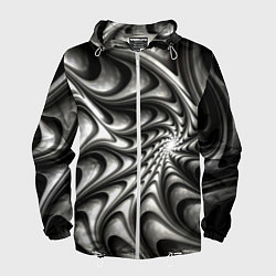 Ветровка с капюшоном мужская Abstract fractal grey, цвет: 3D-белый