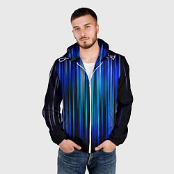 Ветровка с капюшоном мужская Neon line stripes, цвет: 3D-белый — фото 2