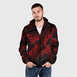Ветровка с капюшоном мужская Red vortex pattern, цвет: 3D-черный — фото 2