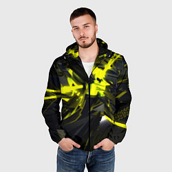 Ветровка с капюшоном мужская Yellow gold abstraction, цвет: 3D-черный — фото 2