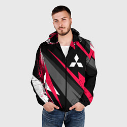 Ветровка с капюшоном мужская Mitsubishi fast lines, цвет: 3D-черный — фото 2