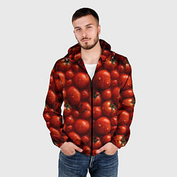 Ветровка с капюшоном мужская Сочная текстура из томатов, цвет: 3D-черный — фото 2