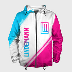 Ветровка с капюшоном мужская Lindemann neon gradient style: надпись, символ, цвет: 3D-черный