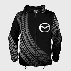 Ветровка с капюшоном мужская Mazda tire tracks, цвет: 3D-черный