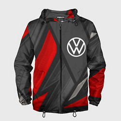 Ветровка с капюшоном мужская Volkswagen sports racing, цвет: 3D-черный