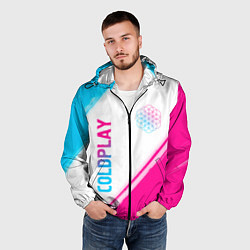 Ветровка с капюшоном мужская Coldplay neon gradient style: надпись, символ, цвет: 3D-черный — фото 2