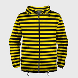 Ветровка с капюшоном мужская Черно-желтые осиные полосы, цвет: 3D-черный