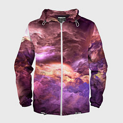 Ветровка с капюшоном мужская Фиолетовое облако, цвет: 3D-белый