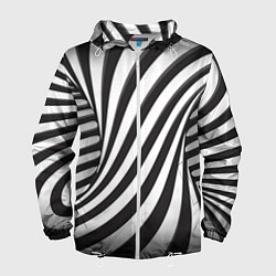 Ветровка с капюшоном мужская Полосатая зебра, цвет: 3D-белый