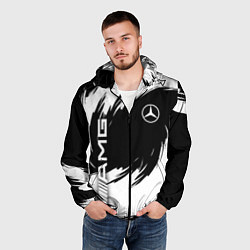 Ветровка с капюшоном мужская Mercedes benz - white color, цвет: 3D-черный — фото 2