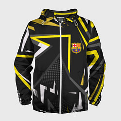 Ветровка с капюшоном мужская ФК Барселона эмблема, цвет: 3D-белый