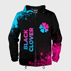 Ветровка с капюшоном мужская Black Clover - neon gradient: надпись, символ, цвет: 3D-черный