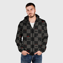 Ветровка с капюшоном мужская Flash and Batman pattern squares, цвет: 3D-черный — фото 2