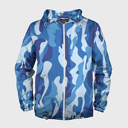 Ветровка с капюшоном мужская Blue military, цвет: 3D-белый