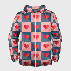 Ветровка с капюшоном мужская Pettern hearts, цвет: 3D-белый