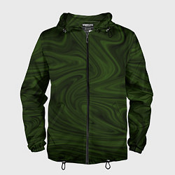 Ветровка с капюшоном мужская Зеленое размытие абстракция, цвет: 3D-черный