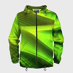 Ветровка с капюшоном мужская Светлый зеленый абстрактный фон, цвет: 3D-черный