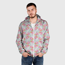 Ветровка с капюшоном мужская Яркая геометрия, цвет: 3D-белый — фото 2