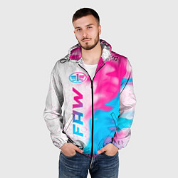 Ветровка с капюшоном мужская FAW neon gradient style: по-вертикали, цвет: 3D-черный — фото 2