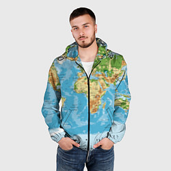 Ветровка с капюшоном мужская Атлас мира, цвет: 3D-черный — фото 2