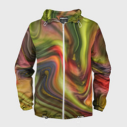 Ветровка с капюшоном мужская Abstraction waves, цвет: 3D-белый