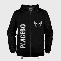 Ветровка с капюшоном мужская Placebo glitch на темном фоне: надпись, символ, цвет: 3D-черный