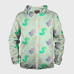 Ветровка с капюшоном мужская Милый узорчик, цвет: 3D-белый