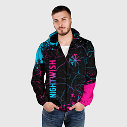 Ветровка с капюшоном мужская Nightwish - neon gradient: надпись, символ, цвет: 3D-черный — фото 2