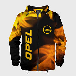 Ветровка с капюшоном мужская Opel - gold gradient: надпись, символ, цвет: 3D-черный