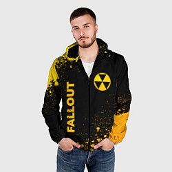 Ветровка с капюшоном мужская Fallout - gold gradient: надпись, символ, цвет: 3D-черный — фото 2