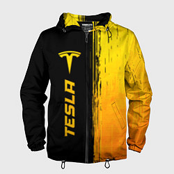 Ветровка с капюшоном мужская Tesla - gold gradient: по-вертикали, цвет: 3D-черный