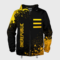 Ветровка с капюшоном мужская OneRepublic - gold gradient: надпись, символ, цвет: 3D-черный
