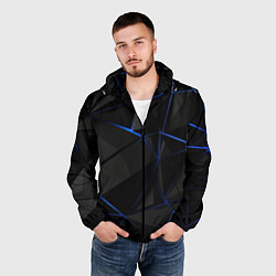 Ветровка с капюшоном мужская Black blue style, цвет: 3D-черный — фото 2