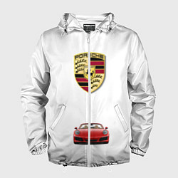 Ветровка с капюшоном мужская Porsche car, цвет: 3D-белый