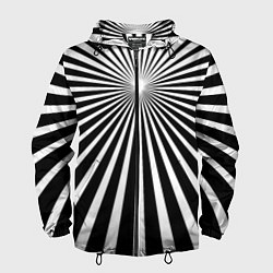 Ветровка с капюшоном мужская Черно-белая полосатая иллюзия, цвет: 3D-черный