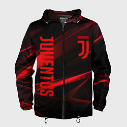 Ветровка с капюшоном мужская Juventus black red logo, цвет: 3D-черный