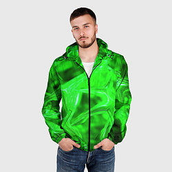 Ветровка с капюшоном мужская Geometry green, цвет: 3D-черный — фото 2