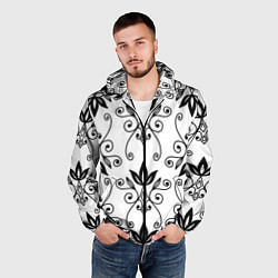 Ветровка с капюшоном мужская Royal Lily - pattern, цвет: 3D-черный — фото 2