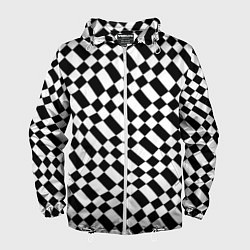 Мужская ветровка Шахматка искажённая чёрно-белая